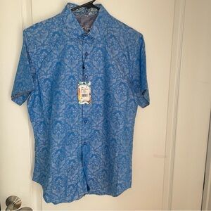 Robert Graham Bayview Mens Classic Fit Ligh Blue Short Sleeve Button Shirt S NWT